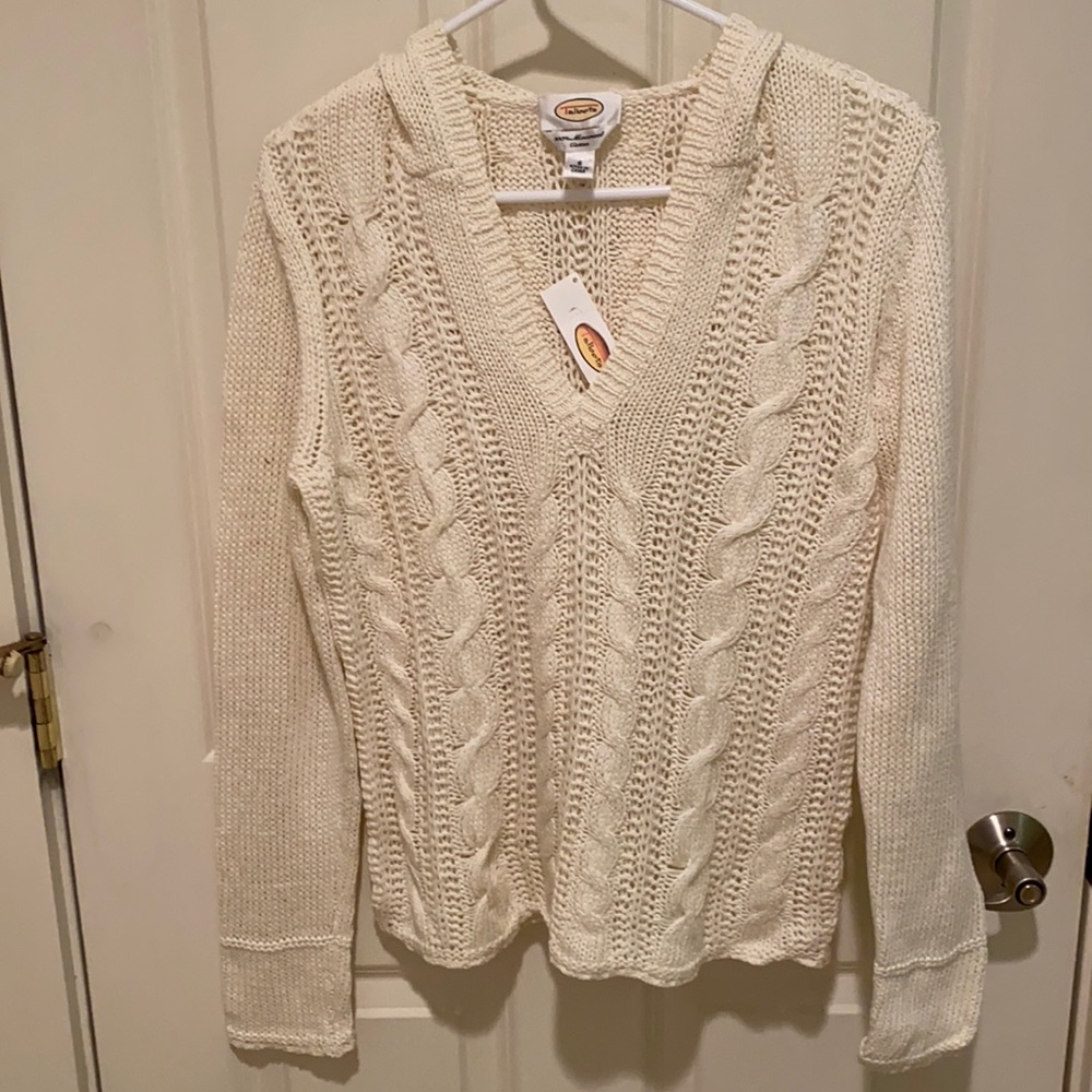 Talbots Hooded Cable Sweater S NWT